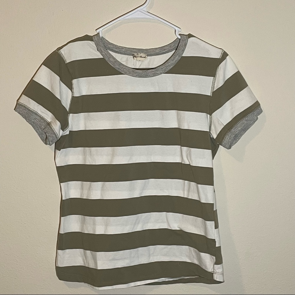 Olive stripped cotton tee - size small